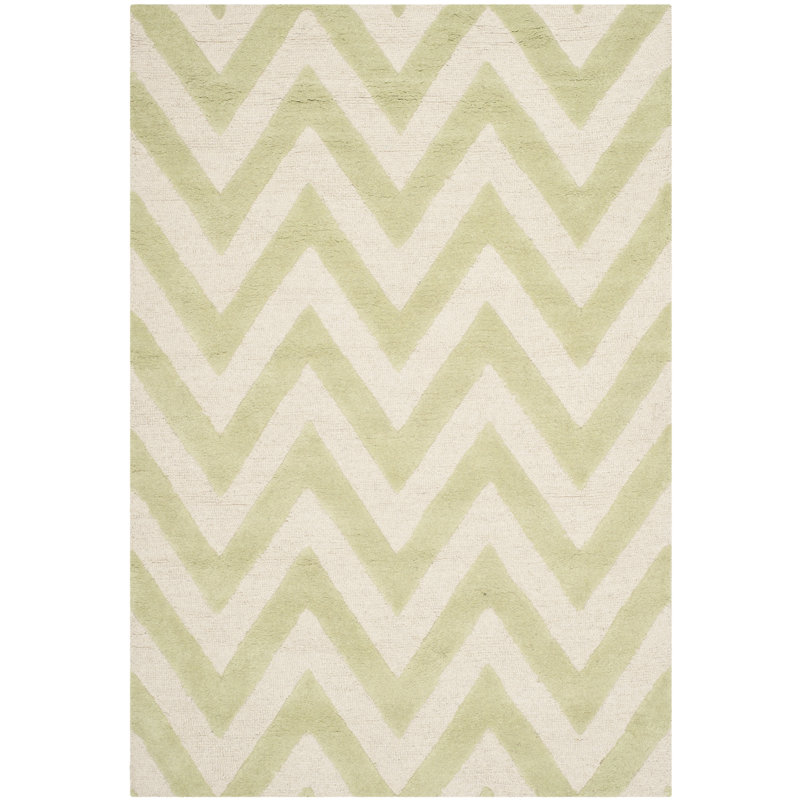 Sanyla Hand Tufted Wool Chevron Rug, Rectangle 4' x 6'