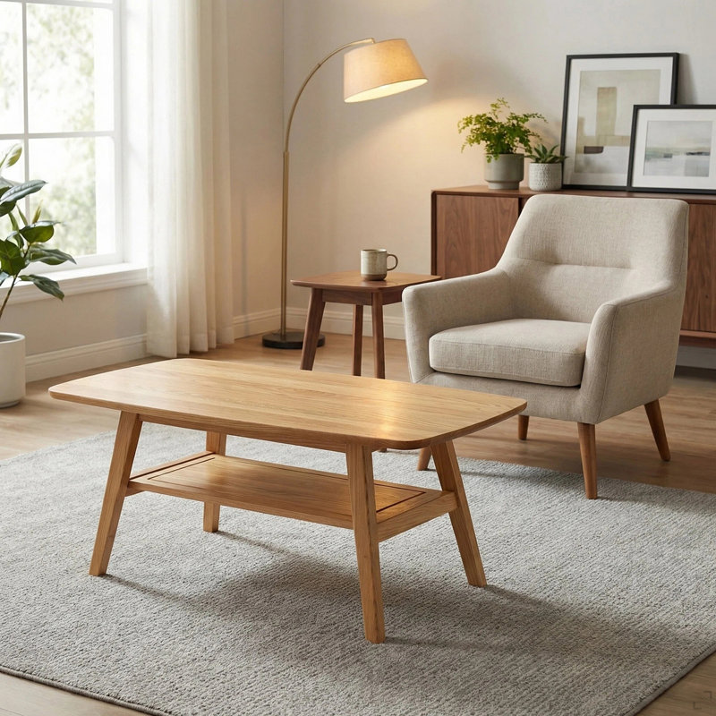 Table basse Mid Century, Natural