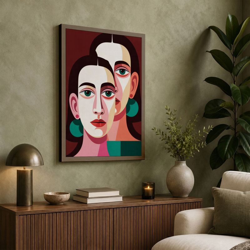 Faces in Duality Modern - Wrapped Canvas, 30x20 - 76.2 x 50.8 cm, Cream Border