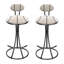 Tabourets de bar ronds en forme de S, ensemble de 2 tabourets de cuisine rembourrés en velours pour salle à manger (et rayés)-2139965167