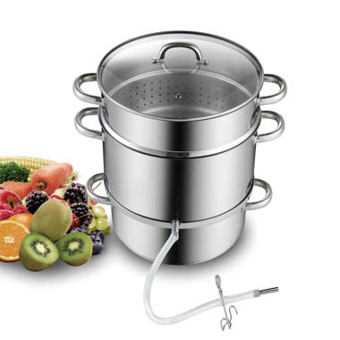 Giantex Ginatex 11-Quart Steam Juicer, Pasta Pot w/Tempered Glass Lid, Easy to Use Stainless Steel Steamer Pot for Cooking GLO660806