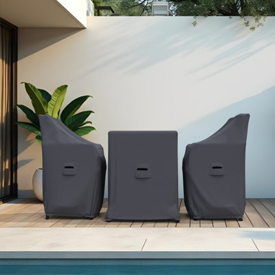 Outdoor Bistro Set Covers For Zaina Square 2-Person Table & Chairs, Water-Repellent UV-Resistant Polyester by Arlmont & Co.