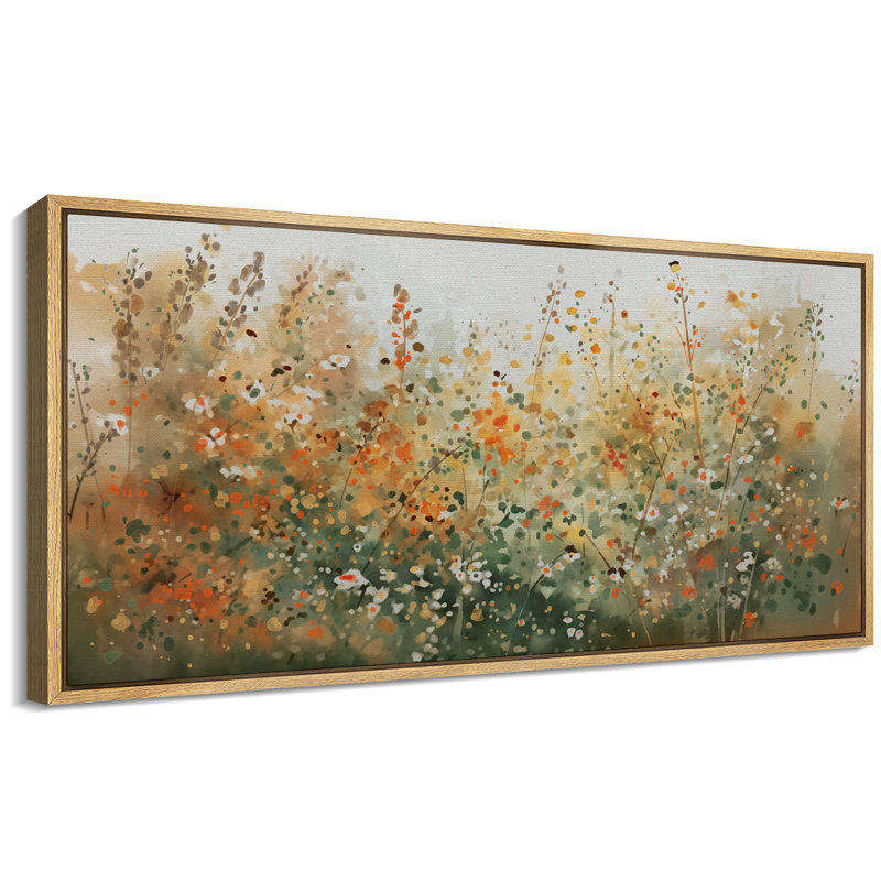 «Orange Green Wildflower», art mural, impression numérique sur toile, art numérique, Naturel, H 30 po x l 60 po