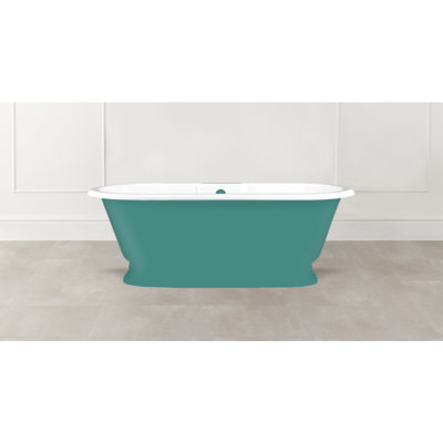 Painted York 68-1/2" x 31-1/4" Freestanding Soaking Bathtub with Pedestal Base in Volcanic Limestone with Overflow Hole