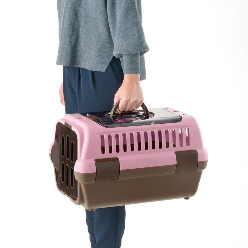 Porte-animaux double porte, H 11,2 po x l 22,4 po x P 14,4 po, Rose/brun