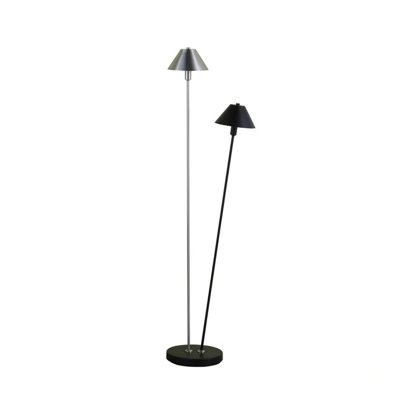 Élégante lampe sur pied à double DEL G-9 avec finition en poudre de noir mat et nickel brossé argent, écoénergétique et élégante