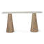 Caldera Console Table with White Travertine and Light Oak Base