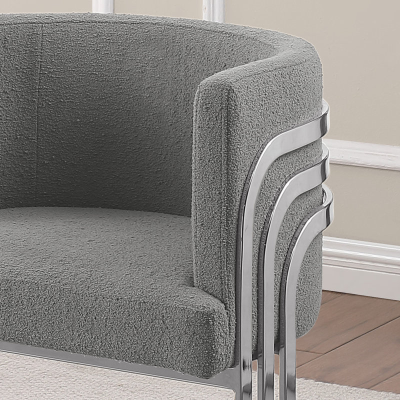 Teddy Fabric Counterheight (24") & Barstools (29") with Chrome Frame, Gray, Counter stool 24", Silver