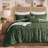 Bedsure Queen Tufted Boho Comforter Set - Olive Green Geometric Design, Farmhouse Embroidery, Soft 5-Piece Bedding Set, All Season-125465510-125465507