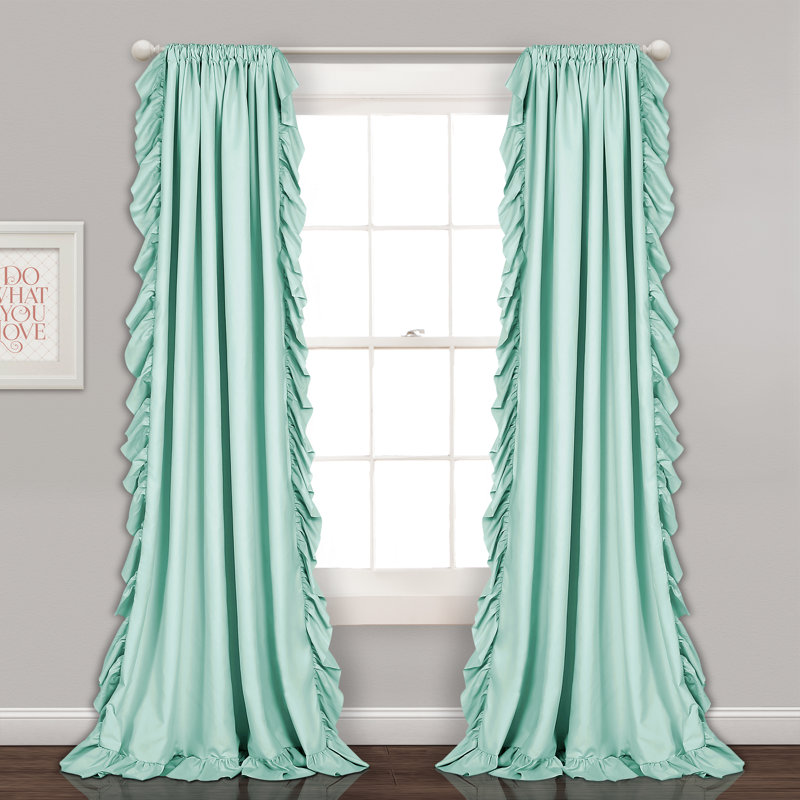 Paire de rideaux semi-transparents Reyna, Bleu pâle, L 54 po x L 84 po