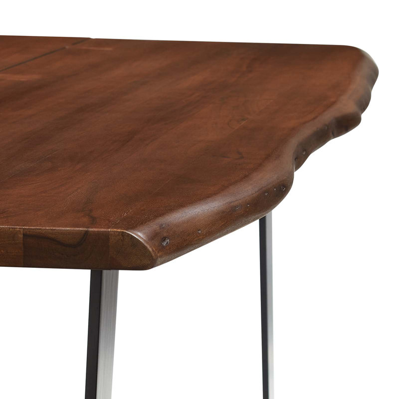 Sable Edge 60" Acacia Wood Rectangular Dining Table with Metal U-Legs