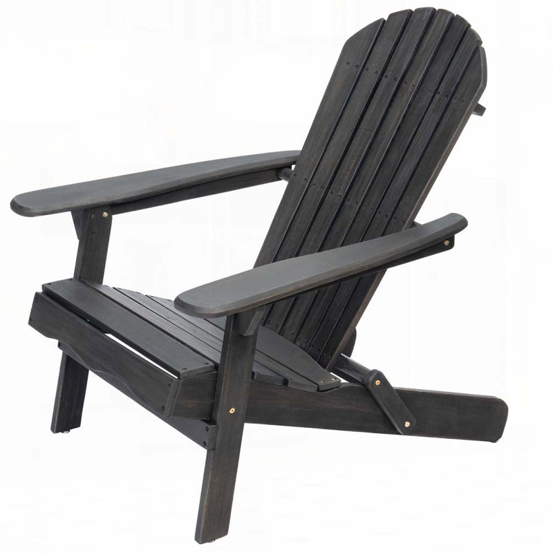 Angeliz Wood Outdoor Lounge Chair, Dark Gray