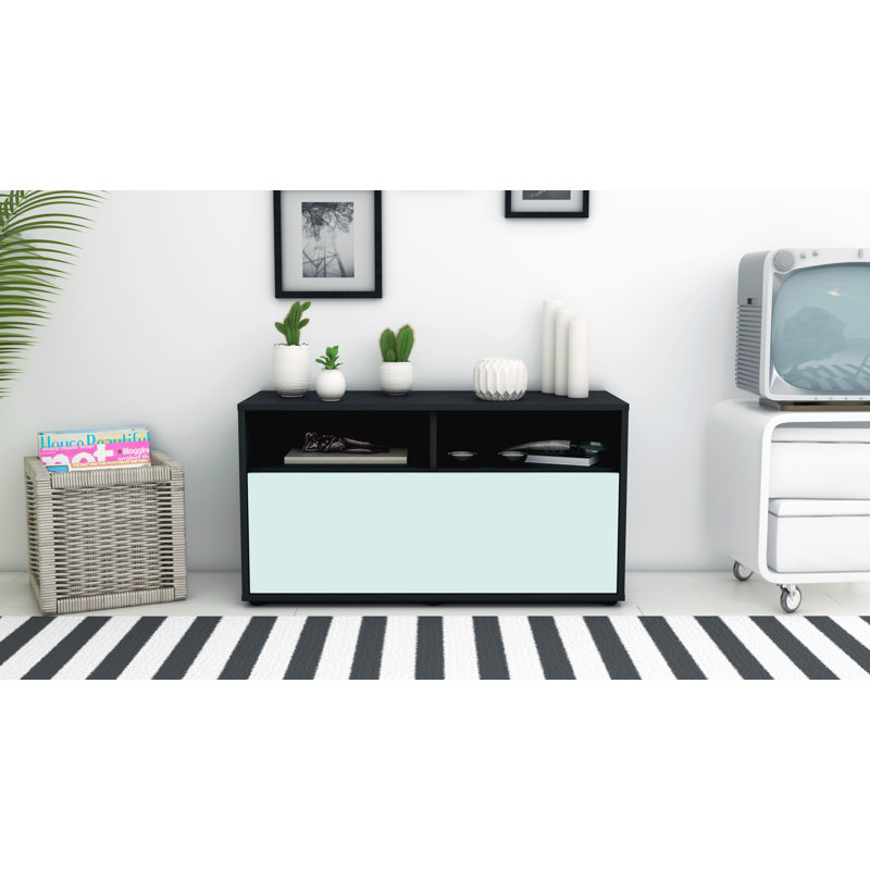 Isai 92 cm W Chest of Drawers, Light Blue / Matte Anthracite