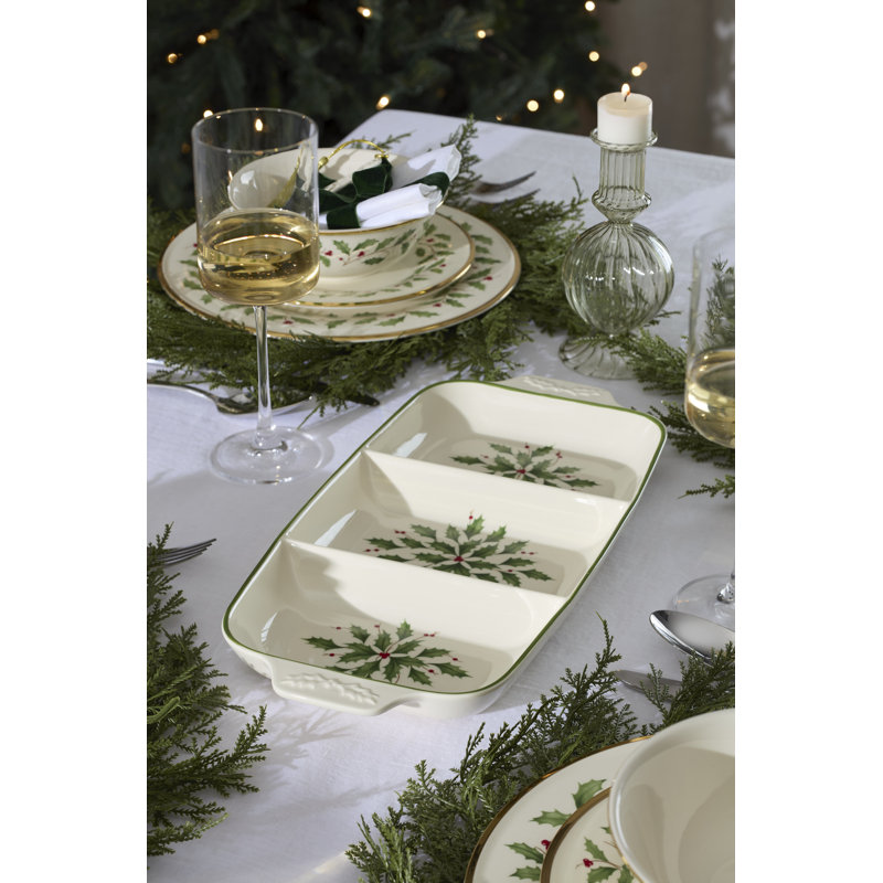 Lenox Holiday Carved Divided Dish