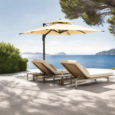 Modern Patio Umbrellas 10 ft Aluminum Adjustable Offset Shade for Pool