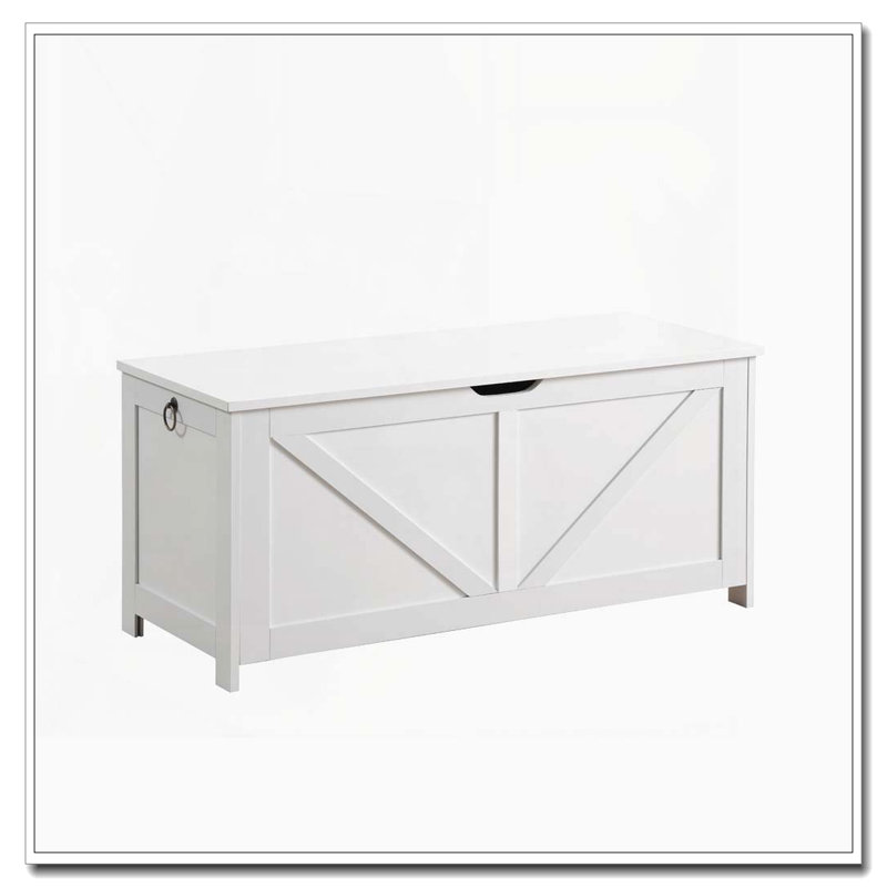Banc de rangement très long avec finition blanc rétro