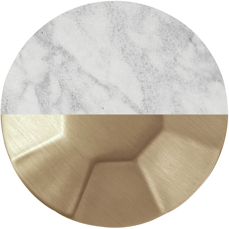 Firenze Collection T-Knob 1 Inch White Marble with Champagne Bronze Finish, 2.5