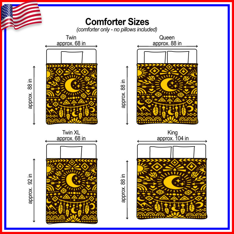 Sun Moon Stars Pattern Comforter, Twin Extra Long