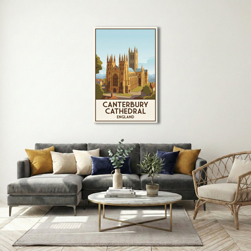 Canterbury Cathedral, England - Romantic Travel Poster Of Gothic Spires And Timeless Pilgrimage. Giclee Print On Wrapped Canvas. Wall Art, Home Decor - Religious & Cultural Sites, England - Wrapped Canvas Print
