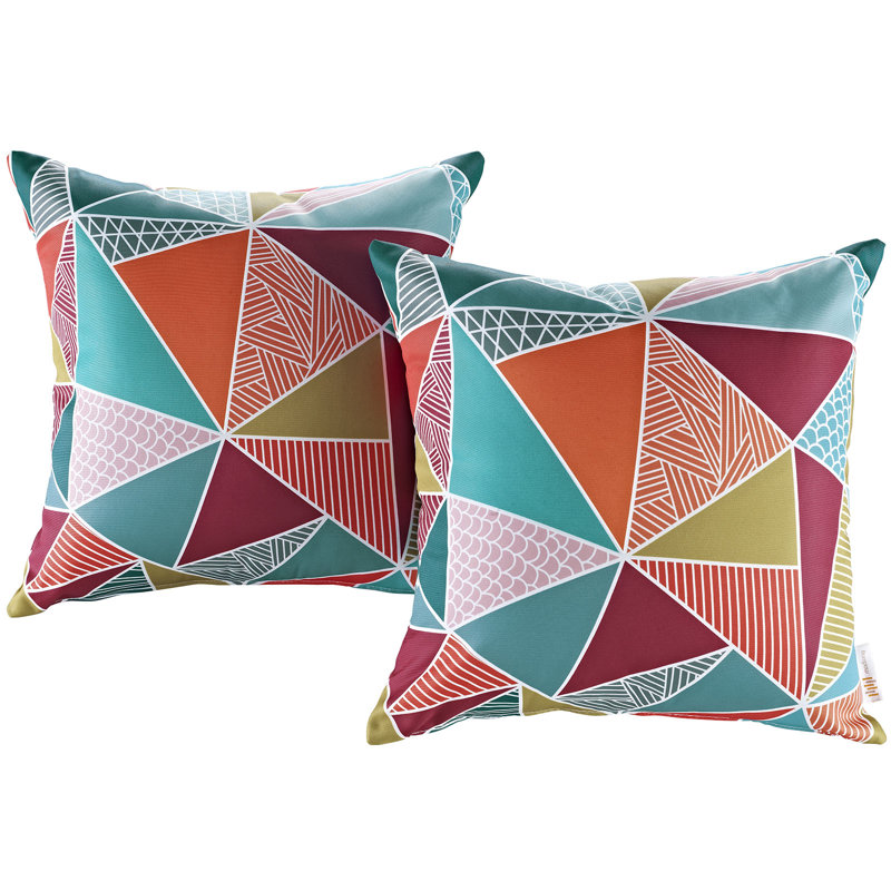 Modway Outdoor Indoor Two All Weather Patio Throw Pillows, Mosaic