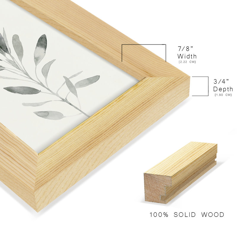 Delicate Sage Botanical II - Single Picture Frame Print, 7" H x 5" W x 1" D, Natural