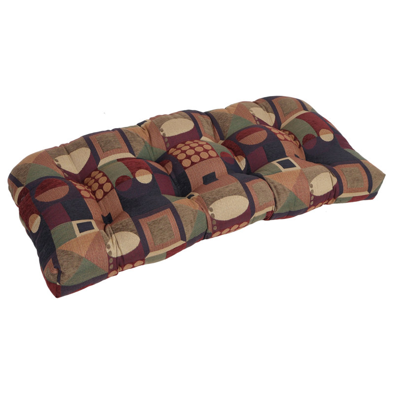 42-Inch By 19-Inch Rounded Back Jacquard Chenille Loveseat Cushion, Multi-Colored Geometric
