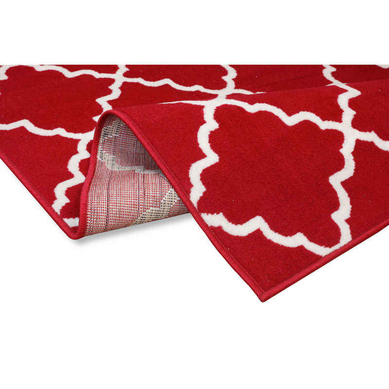 Tapis rouge / blanc Ikat, Tapis de couloir 2 pi x 8 pi