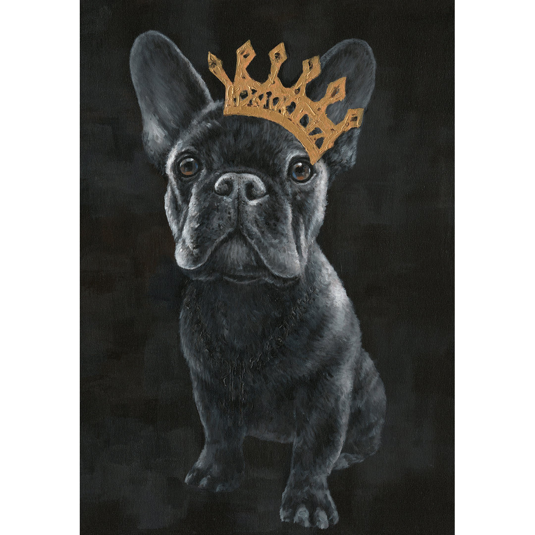 Leinwandbild Frenchie mit Krone