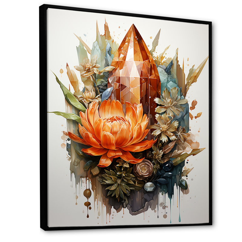 «Colorful Spiritual Stone Pyrite II», art mural sur toile, H 20 po x l 12 po x P 1 po, Cadre flottant noir
