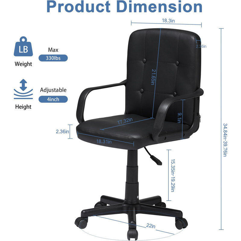 Fauteuil de bureau Latayah, Noir
