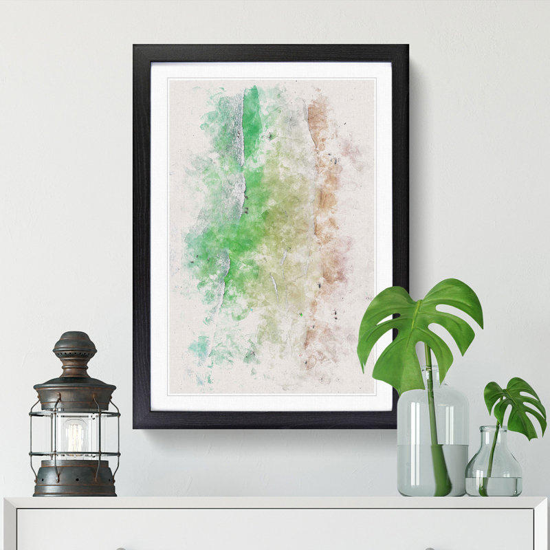 Cocoa Beach In Orlando Watercolour - Picture Frame Graphic Art, 87cm H x 62cm W x 2cm D, Black Framed