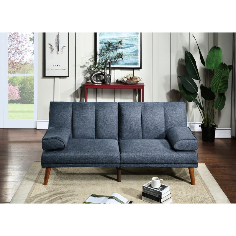 Polyfibre bleu marine dans le salon: pieds en bois massif, contreplaqué, dossier rembourré Mobilier pour la maison: coussin, confortable