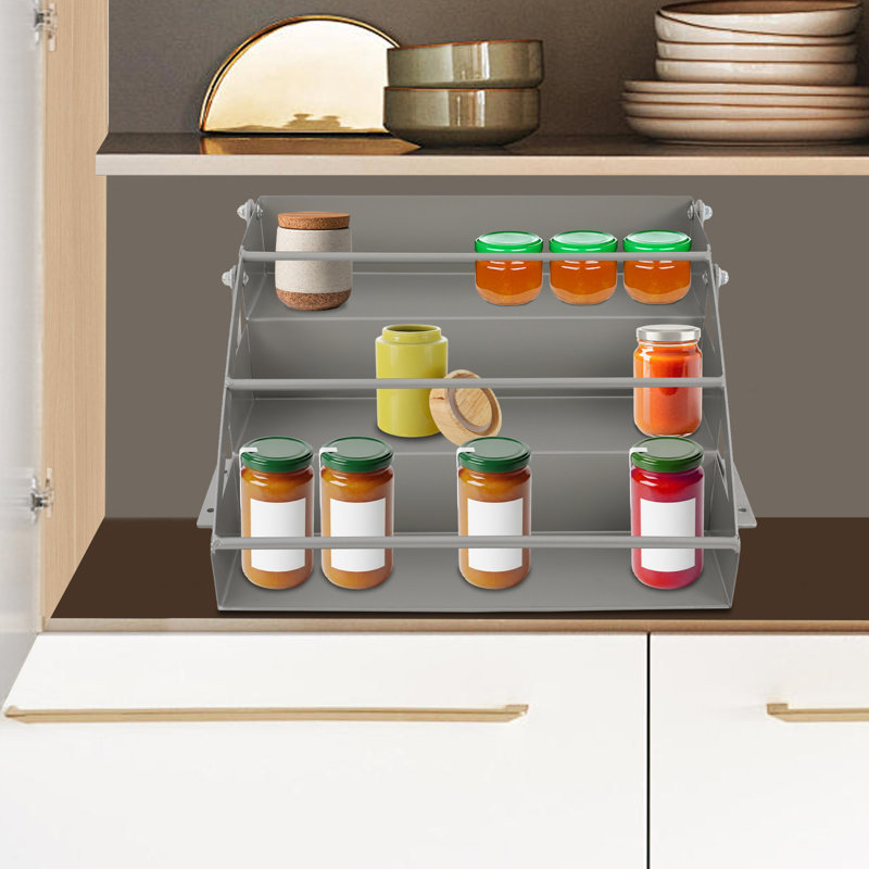 Support à épices escamotable à 3 niveaux pour armoire de cuisine supérieure