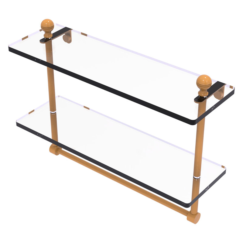 Tablette en verre à deux niveaux de la collection Mambo avec barre à serviettes intégrée MA, H 12 po x l 16 po x P 5 po