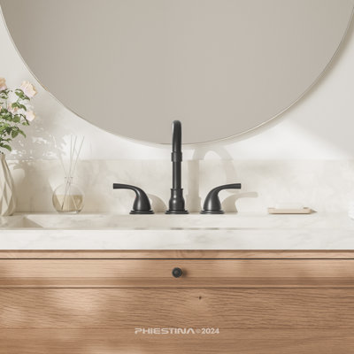 8 Inch 3 Hole Matte Black Bathroom Faucet, 2 Handle Widespread Faucet With Metal Pop Up Drain And Water Supply Lines