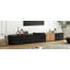 Meuble télé ON-TREND avec faux grain de marbre et finition grain de bois de noyer pour téléviseurs de 88 po ou moins, centre de divertissement moderne à combinaison libre avec 4 tiroirs de rangement pour le salon, WL noir-911778056