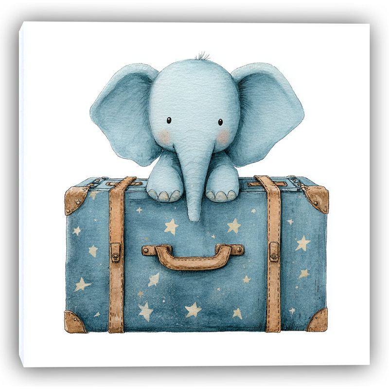 Éléphant avec toile étoilée, art mural sur toile, H 40 po x l 40 po