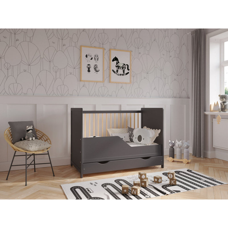 Ignatius Cot Bed, Anthracite/Pine