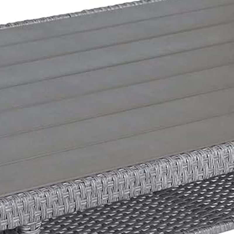 Table de salle à manger Maria Maria, plateau supérieur 57 po avec tablette, tissage gris, Gris