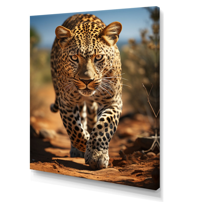 Portrait de léopard africain Champine I - reproduction, H 32 po x l 24 po x P 1 po, Toile tendue