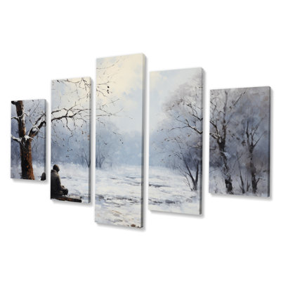 Solitude Winter Landscape II - Landscapes Canvas Print - 5 Panels