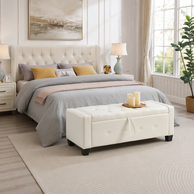 Storage Bench, Ivory White, Ivory White