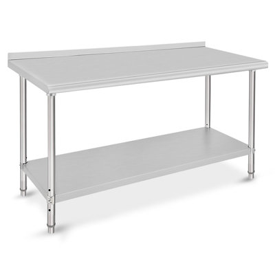 Stainless Steel Work Table with Adjustable Leveling Feet, NSF Commercial Heavy Duty Kitchen Prep Table with Adjustable Shelf , Metal Utility Table for Restaurant, Food Truck, Small Kitchen, Home Bar