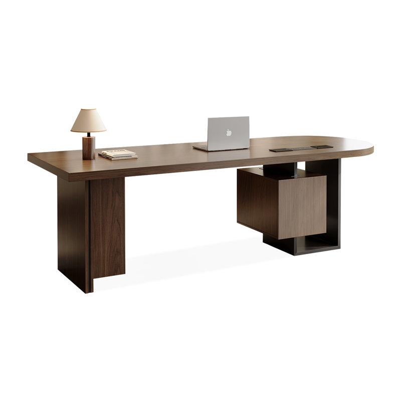 Bureau rectangulaire en bois manufacturé noir et brun, H 29,53 po x l 94,49 po x P 31,5 po