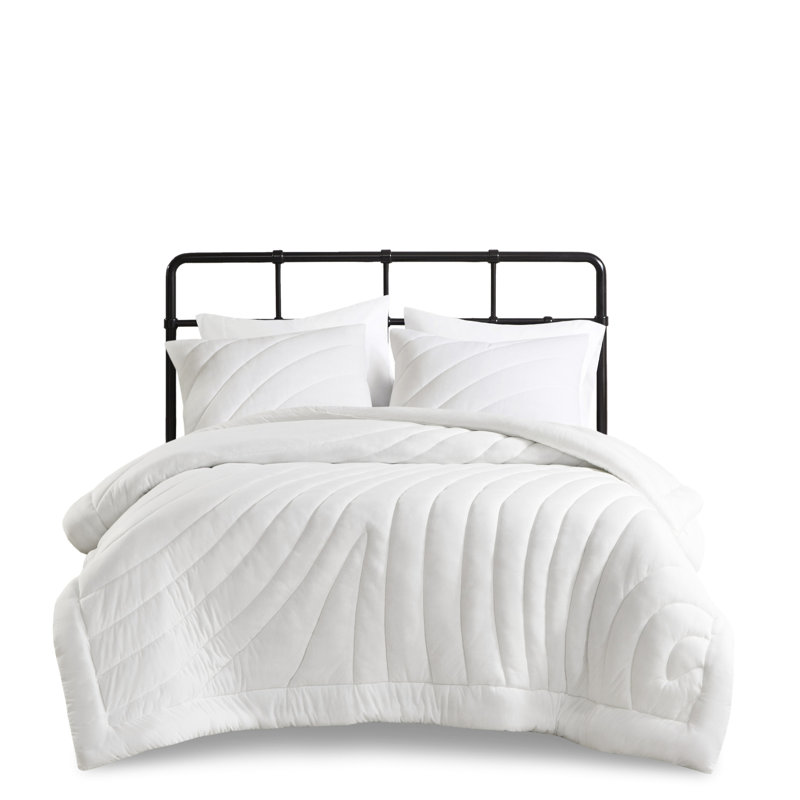 Full/queen Comforter With 2 Shams - White, , Cozy And 3 Piece 350gsm Fill, Easy To Clean