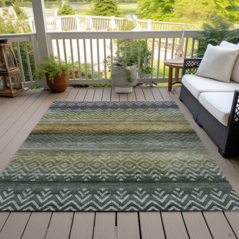 Tapis vert intérieur / extérieur lavable à la machine Xhevrie, Rectangle 10 pi x 14 pi