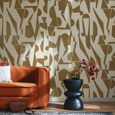 Enigma Linen & Antiqe Gold Peel and Stick Wall Mural