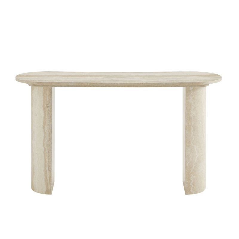 Console de 55,25 pouces de conception moderne à motif de faux marbre pour le salon, console étroite