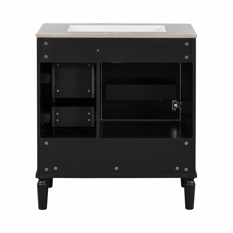 Meuble-lavabo traditionnel 30 po, Noir