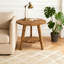 Table de bout ronde en bois massif avec tablette de rangement Farmhouse